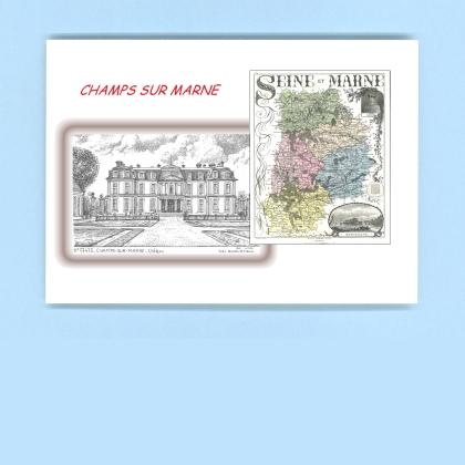Cartes Postales impression Noir avec dpartement sur la ville de CHAMPS SUR MARNE Titre : chateau