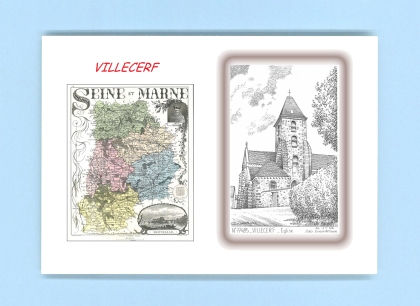 Cartes Postales impression Noir avec dpartement sur la ville de VILLECERF Titre : eglise