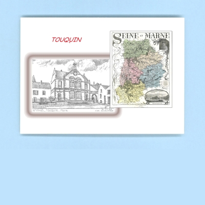 Cartes Postales impression Noir avec dpartement sur la ville de TOUQUIN Titre : mairie