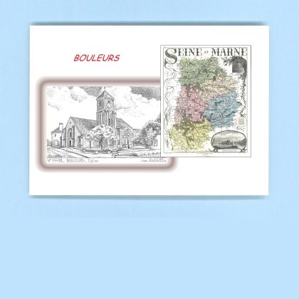 Cartes Postales impression Noir avec dpartement sur la ville de BOULEURS Titre : eglise