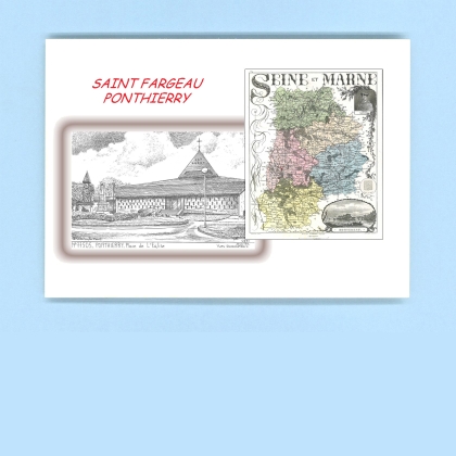 Cartes Postales impression Noir avec dpartement sur la ville de ST FARGEAU PONTHIERRY Titre : place de l eglise a ponthierry