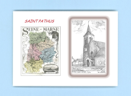 Cartes Postales impression Noir avec dpartement sur la ville de ST PATHUS Titre : eglise