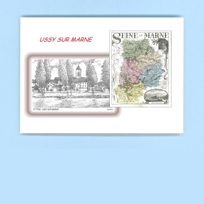 Cartes Postales impression Noir avec dpartement sur la ville de USSY SUR MARNE Titre : vue