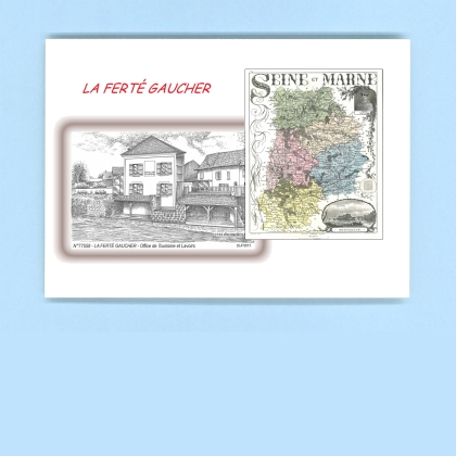 Cartes Postales impression Noir avec dpartement sur la ville de LA FERTE GAUCHER Titre : office de tourisme et lavoirs