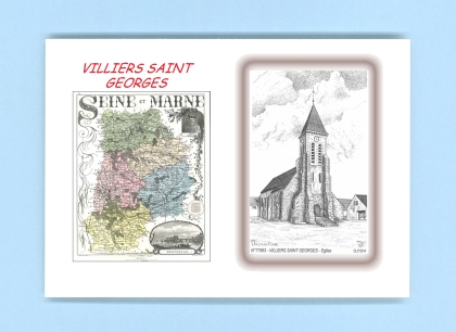 Cartes Postales impression Noir avec dpartement sur la ville de VILLIERS ST GEORGES Titre : eglise