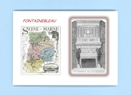 Cartes Postales impression Noir avec dpartement sur la ville de FONTAINEBLEAU Titre : chateau, cheminee