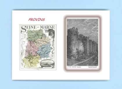 Cartes Postales impression Noir avec dpartement sur la ville de PROVINS Titre : murailles