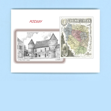 Cartes Postales impression Noir avec dpartement sur la ville de POISSY Titre : abbaye