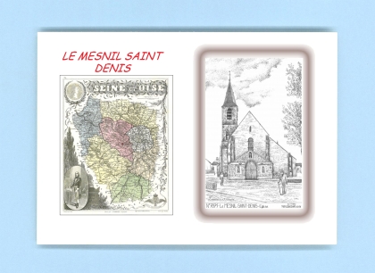 Cartes Postales impression Noir avec dpartement sur la ville de LE MESNIL ST DENIS Titre : eglise
