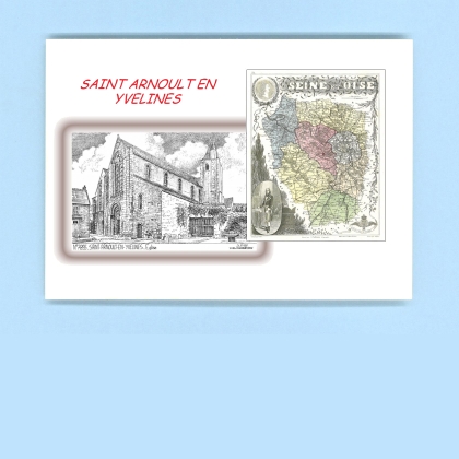 Cartes Postales impression Noir avec dpartement sur la ville de ST ARNOULT EN YVELINES Titre : eglise