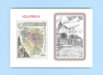 Cartes Postales impression Noir avec dpartement sur la ville de VILLEPREUX Titre : eglise st germain