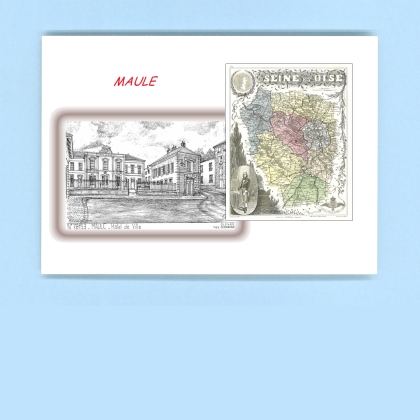 Cartes Postales impression Noir avec dpartement sur la ville de MAULE Titre : hotel de ville