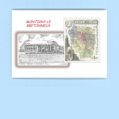 Cartes Postales impression Noir avec dpartement sur la ville de MONTIGNY LE BRETONNEUX Titre : mairie