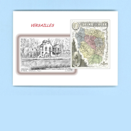 Cartes Postales impression Noir avec dpartement sur la ville de VERSAILLES Titre : moulin
