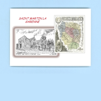 Cartes Postales impression Noir avec dpartement sur la ville de ST MARTIN LA GARENNE Titre : eglise