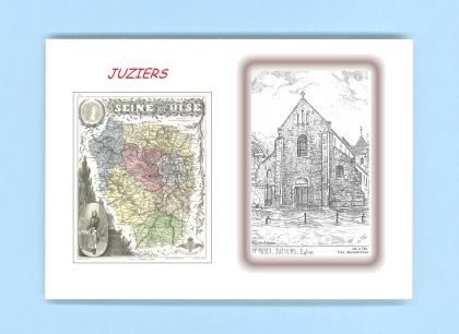Cartes Postales impression Noir avec dpartement sur la ville de JUZIERS Titre : eglise
