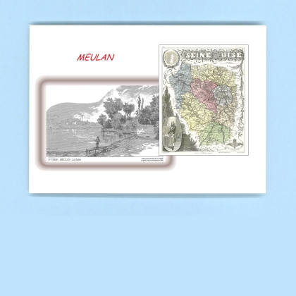 Cartes Postales impression Noir avec dpartement sur la ville de MEULAN Titre : la seine