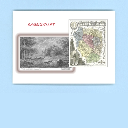 Cartes Postales impression Noir avec dpartement sur la ville de RAMBOUILLET Titre : chateau et parc
