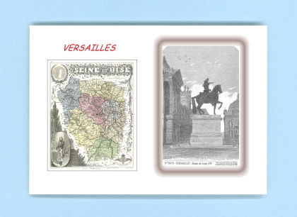 Cartes Postales impression Noir avec dpartement sur la ville de VERSAILLES Titre : statue de louis XIV