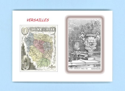 Cartes Postales impression Noir avec dpartement sur la ville de VERSAILLES Titre : chateau, vases