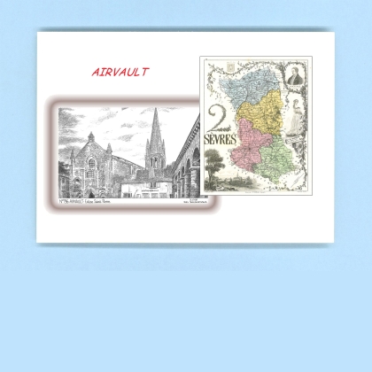 Cartes Postales impression Noir avec dpartement sur la ville de AIRVAULT Titre : eglise st pierre
