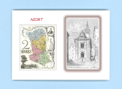 Cartes Postales impression Noir avec dpartement sur la ville de NIORT Titre : ancien hotel de ville