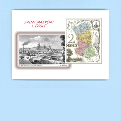 Cartes Postales impression Noir avec dpartement sur la ville de ST MAIXENT L ECOLE Titre : vue