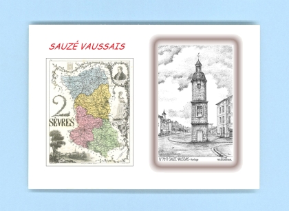 Cartes Postales impression Noir avec dpartement sur la ville de SAUZE VAUSSAIS Titre : horloge