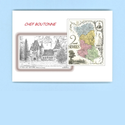 Cartes Postales impression Noir avec dpartement sur la ville de CHEF BOUTONNE Titre : chateau de javarzay