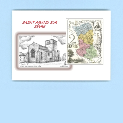 Cartes Postales impression Noir avec dpartement sur la ville de ST AMAND SUR SEVRE Titre : eglise