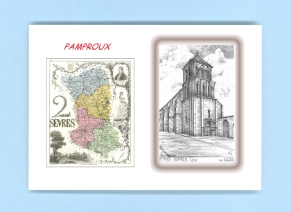 Cartes Postales impression Noir avec dpartement sur la ville de PAMPROUX Titre : eglise