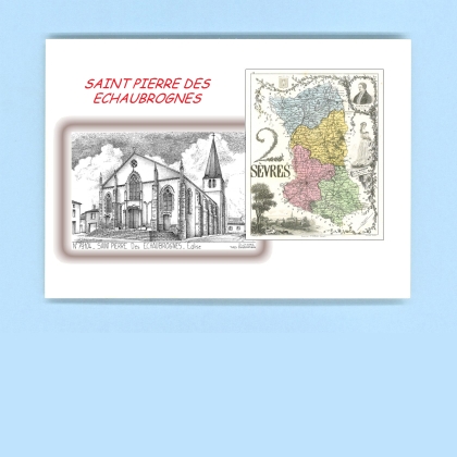 Cartes Postales impression Noir avec dpartement sur la ville de ST PIERRE DES ECHAUBROGNES Titre : eglise
