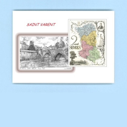 Cartes Postales impression Noir avec dpartement sur la ville de ST VARENT Titre : vieux pont