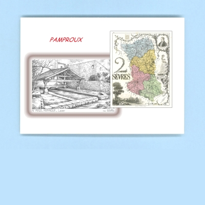 Cartes Postales impression Noir avec dpartement sur la ville de PAMPROUX Titre : lavoir