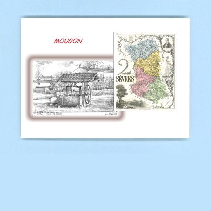 Cartes Postales impression Noir avec dpartement sur la ville de MOUGON Titre : mougon triou