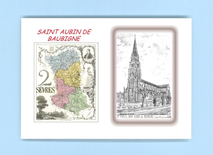 Cartes Postales impression Noir avec dpartement sur la ville de ST AUBIN DE BAUBIGNE Titre : eglise 19e siecle