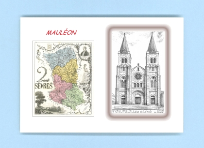 Cartes Postales impression Noir avec dpartement sur la ville de MAULEON Titre : eglise de la trinite