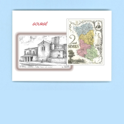 Cartes Postales impression Noir avec dpartement sur la ville de GOURGE Titre : eglise (d apres ca)