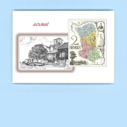 Cartes Postales impression Noir avec dpartement sur la ville de GOURGE Titre : place de l eglise