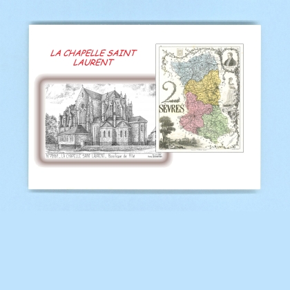 Cartes Postales impression Noir avec dpartement sur la ville de LA CHAPELLE ST LAURENT Titre : basilique de pitie