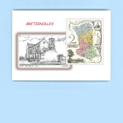 Cartes Postales impression Noir avec dpartement sur la ville de BRETIGNOLLES Titre : eglise