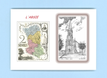 Cartes Postales impression Noir avec dpartement sur la ville de L ABSIE Titre : eglise