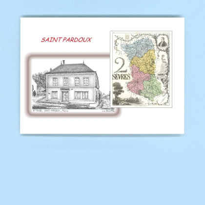 Cartes Postales impression Noir avec dpartement sur la ville de ST PARDOUX Titre : mairie