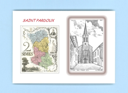 Cartes Postales impression Noir avec dpartement sur la ville de ST PARDOUX Titre : eglise