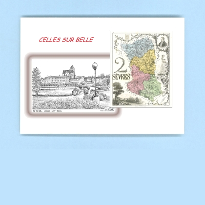 Cartes Postales impression Noir avec dpartement sur la ville de CELLES SUR BELLE Titre : vue
