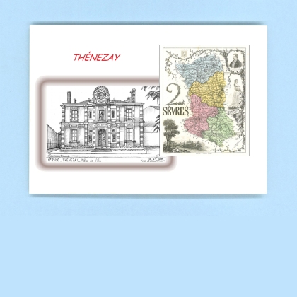 Cartes Postales impression Noir avec dpartement sur la ville de THENEZAY Titre : hotel de ville