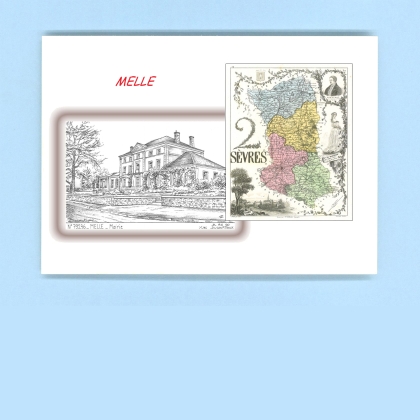 Cartes Postales impression Noir avec dpartement sur la ville de MELLE Titre : mairie