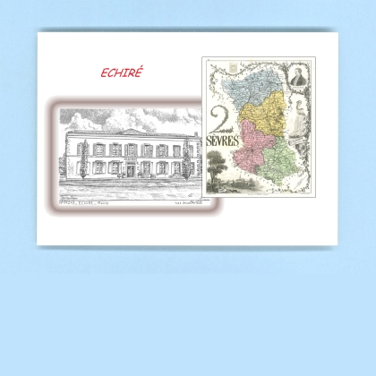 Cartes Postales impression Noir avec dpartement sur la ville de ECHIRE Titre : mairie