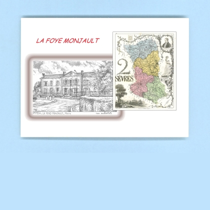 Cartes Postales impression Noir avec dpartement sur la ville de LA FOYE MONJAULT Titre : mairie