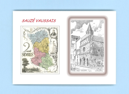 Cartes Postales impression Noir avec dpartement sur la ville de SAUZE VAUSSAIS Titre : eglise